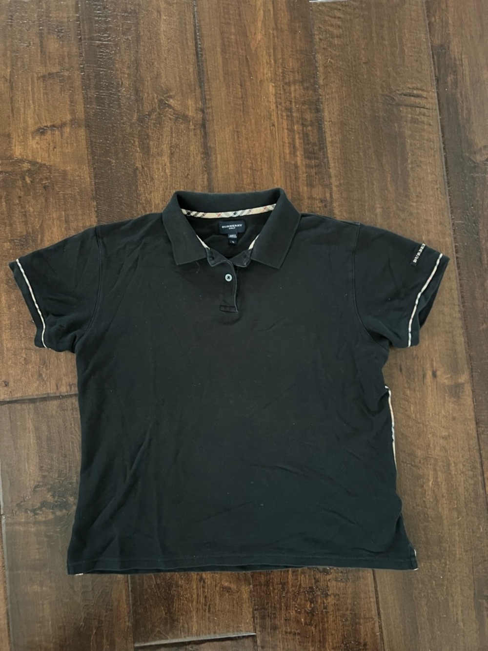 Burberry Black Short-Sleeve Polo with Contrast Trim